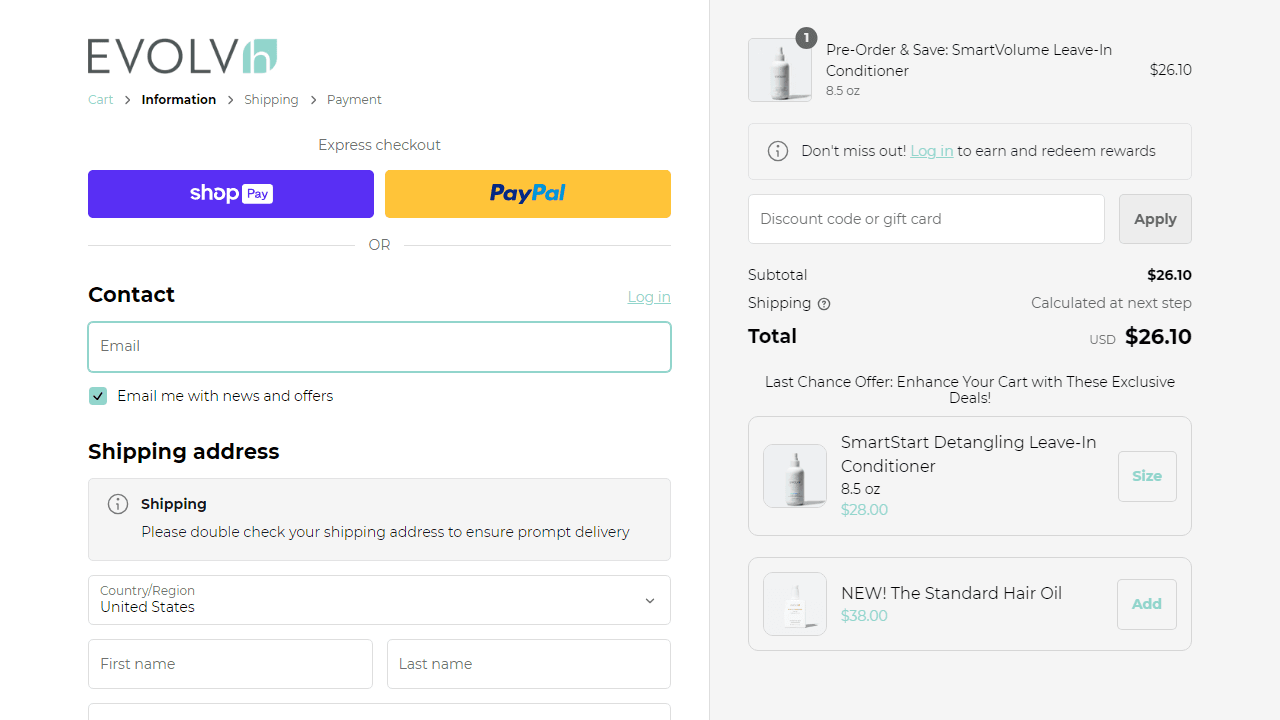 How to apply EVOLVh coupon code